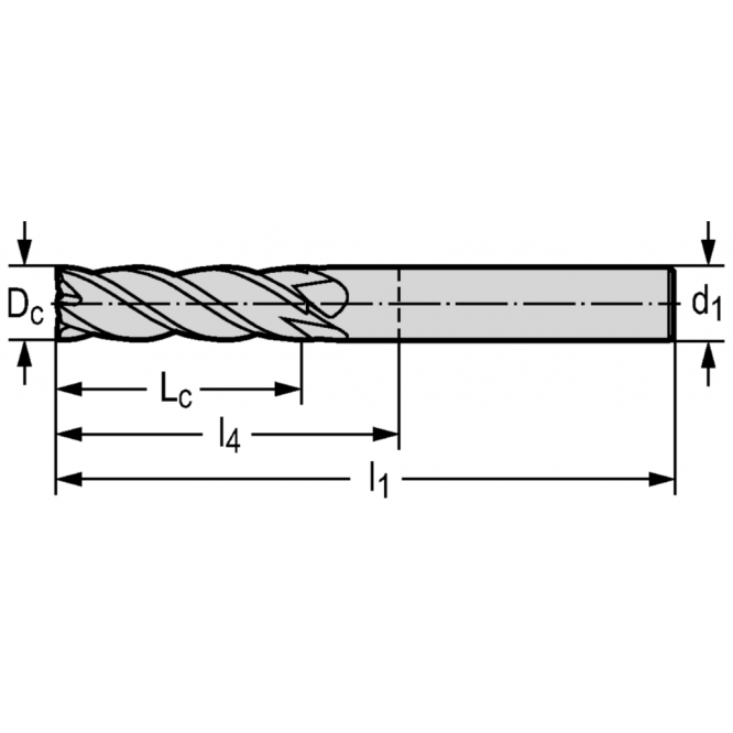 Freze cilindro-frontale/de canelare din carbură metalică MC230 • Advance • Xill·tec<sup>®</sup> • coadă DIN 6535 HA • metric • flute helix angle 38° • center cutting capability • WK40TF • Dc=10mm • Z=4