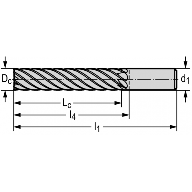 Freze cilindro-frontale/de canelare din carbură metalică MC230 • Advance • Xill·tec<sup>®</sup> • coadă DIN 6535 HA • metric • flute helix angle 38° • center cutting capability • WK40TF • Dc=10mm • Z=4