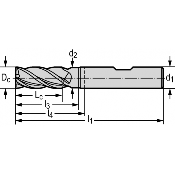 Freze cilindro-frontale/de canelare din carbură metalică MC230 • Advance • coadă DIN 6535 HB • metric • flute helix angle° • Rază lungă de acţiune • center cutting capability • WK40TF • Dc=10mm • Z=4