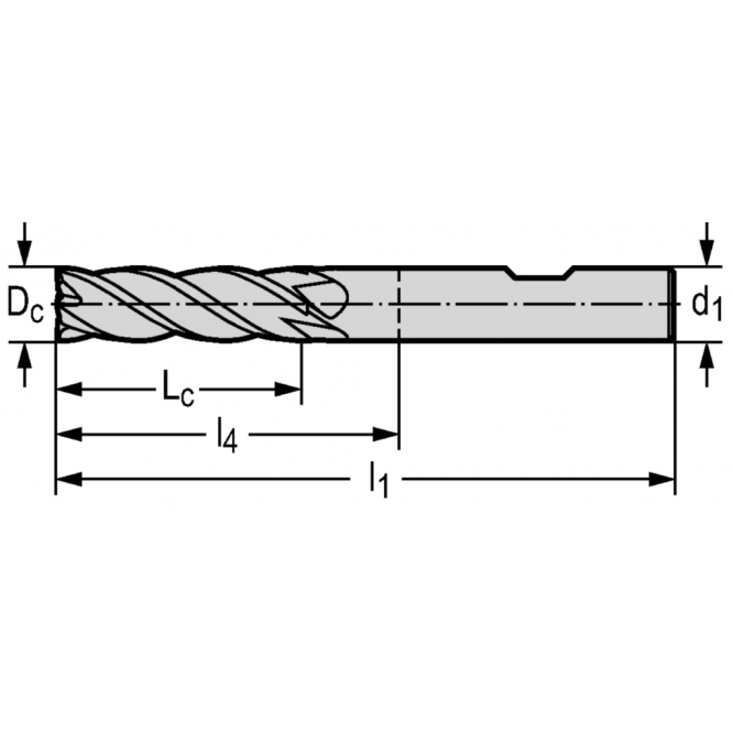 Freze cilindro-frontale/de canelare din carbură metalică MC230 • Advance • Xill·tec<sup>®</sup> • coadă DIN 6535 HB • metric • flute helix angle 38° • center cutting capability • WK40TF • Dc=10mm • Z=4