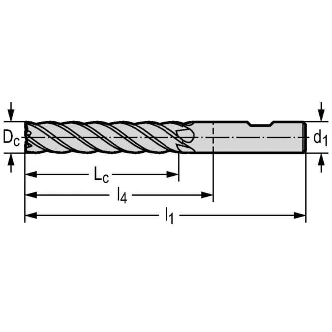 Freze cilindro-frontale/de canelare din carbură metalică MC230 • Advance • Xill·tec<sup>®</sup> • coadă DIN 6535 HB • metric • flute helix angle 38° • center cutting capability • WK40TF • Dc=10mm • Z=4