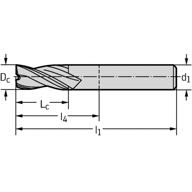 Freze cilindro-frontale/de canelare din carbură metalică ME232 • Perform • coadă DIN 6535 HA • metric • flute helix angle 35° • center cutting capability • WJ30ED • Dc=4mm • Z=3