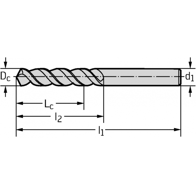 Burghiu elicoidal din HSS-E, extra scurt A1148-9.1