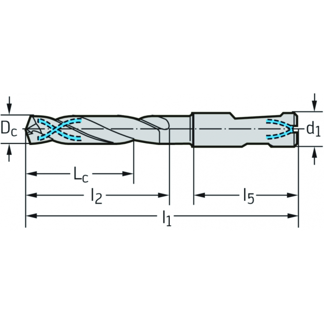 Burghie din carbură metalică cu canal de răcire DC150-03-05.300D1-WJ30RE