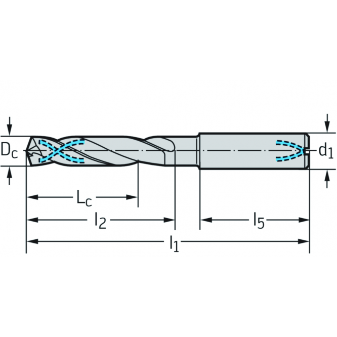 Burghie din carbură metalică cu canal de răcire DC160-12-06.300A1-WJ30EU