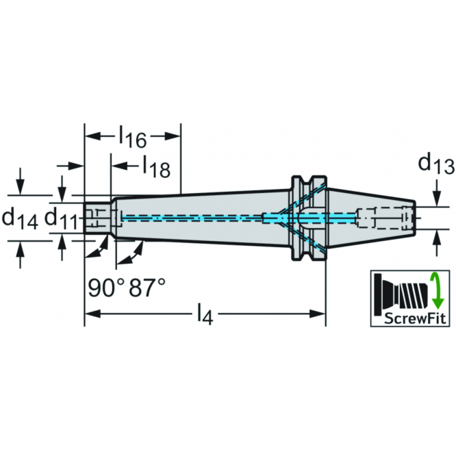Adaptor MAS-BT – antivibraţii AC060-J • metric • Pentru piese frontale ScrewFit • Cu amortizor de vibraţii prereglat • d1=50 • d11=T22