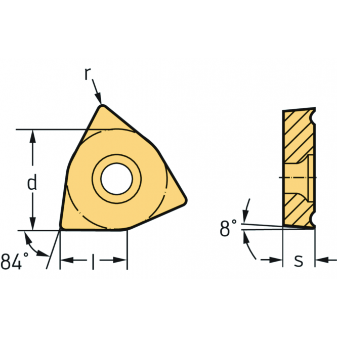 Trigonale WOMX ...-B57 • clearance angle major=8° • WSP45G • Tigertec Gold