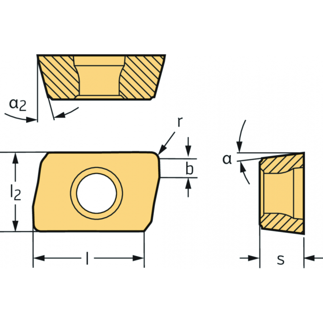 Rombice pozitive BCMT ...-F55 • clearance angle major=7° • WSP45G • Tigertec Gold • Corner radius=0,8mm • wiper edge length=1,3mm