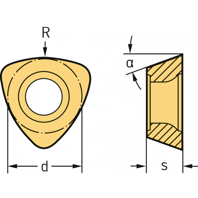 Triunghiulare pozitive P26315 ...-D57 • clearance angle major=11° • WSP45G • Tigertec Gold • Corner radius=0,6mm