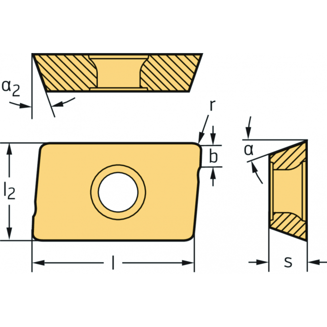 Rombice pozitive ADGT ...-D67 • clearance angle major=15° • WSP45G • Tigertec Gold • Corner radius=0,8mm • wiper edge length=1,2mm