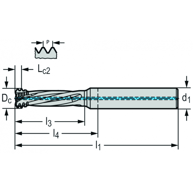 Freze orbitale de găurit-filetat TC645 • Thrill∙tec™ • Supreme • M60 • WB10TJ • ≤2,5xD • coadă DIN 6535 HA • coolant exit style code: ieşire axială concentrică • P=1,8mm • Dc=7,6mm