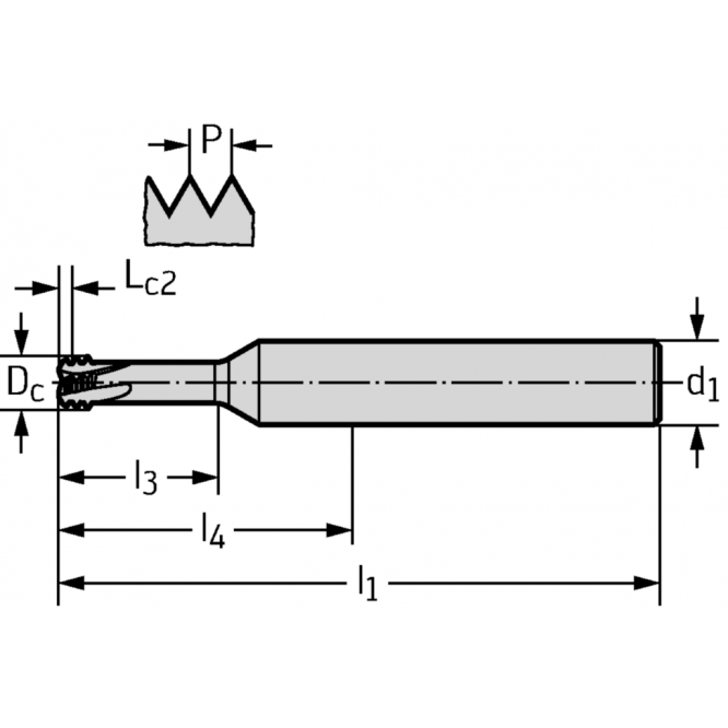 Freze orbitale de găurit-filetat TC685 • Supreme • M60 • WB10RC • ≤2,5xD • coadă DIN 6535 HA • P=0,4mm • Dc=1,3mm