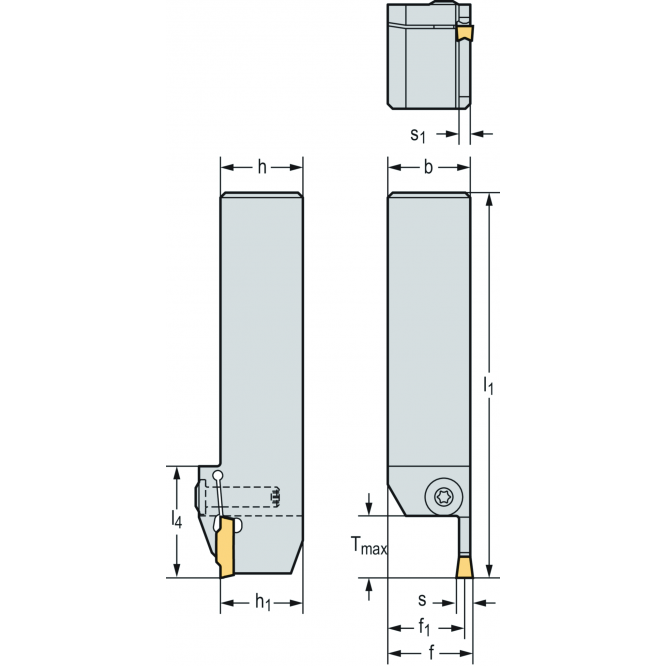 Sculă cu coadă – canelare radială G4011 • Fixare cu şuruburi • metric • Coadă cu secţiune pătrată • DX18 • s=4mm • Tmax=10mm