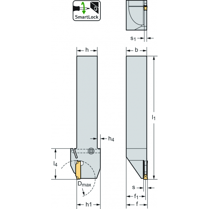 Sculă cu coadă – canelare radială G4014 • Strângere laterală cu şurub • metric • Coadă cu secţiune pătrată • DX18 • s=3mm • Tmax=12mm