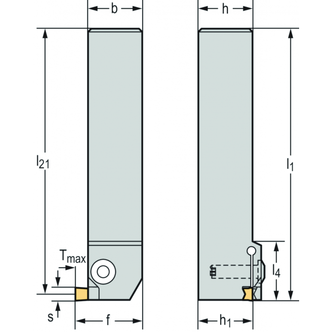 Sculă cu coadă – Universal 90° G4521 • Fixare cu şuruburi • 3000014589 • metric • Coadă cu secţiune pătrată • DX18 • s=2mm • Tmax=5mm