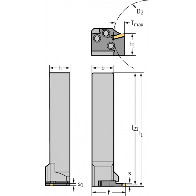 Sculă cu coadă – canelare radială 90° NCLE25-2525L-GX16-1