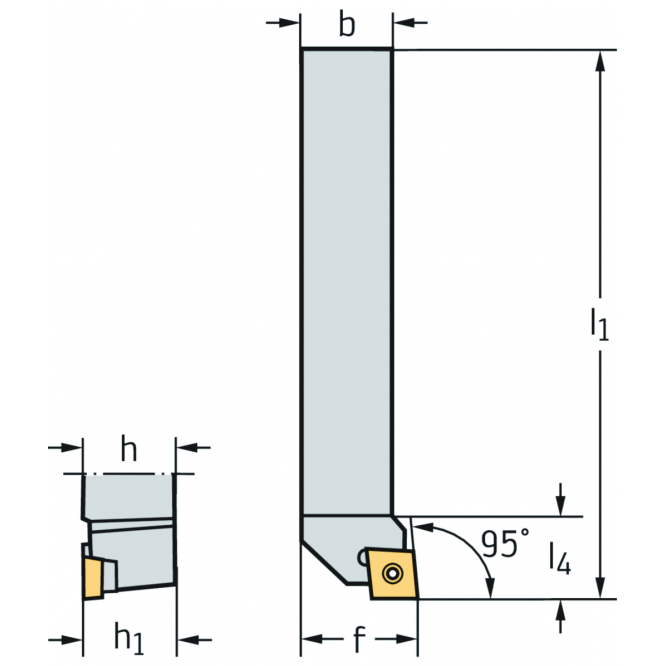 Suport coadă – fixare cu şuruburi SCLC • Walter Turn • inch • Coadă cu secţiune pătrată • κ=95° • 19x19mm • plăcuţă rombică • CC .. 09T3 ..